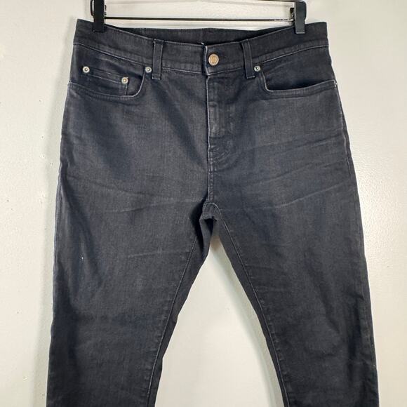 YSL Saint Laurent D10 Men's Black Raw Hem Mid Rise Relaxed Slim Jeans Size 34 - Picture 3 of 16